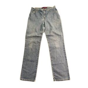 Gloria Vanderbilt Womens Size 6 Light Wash Straight Leg Denim Jeans With Embroid